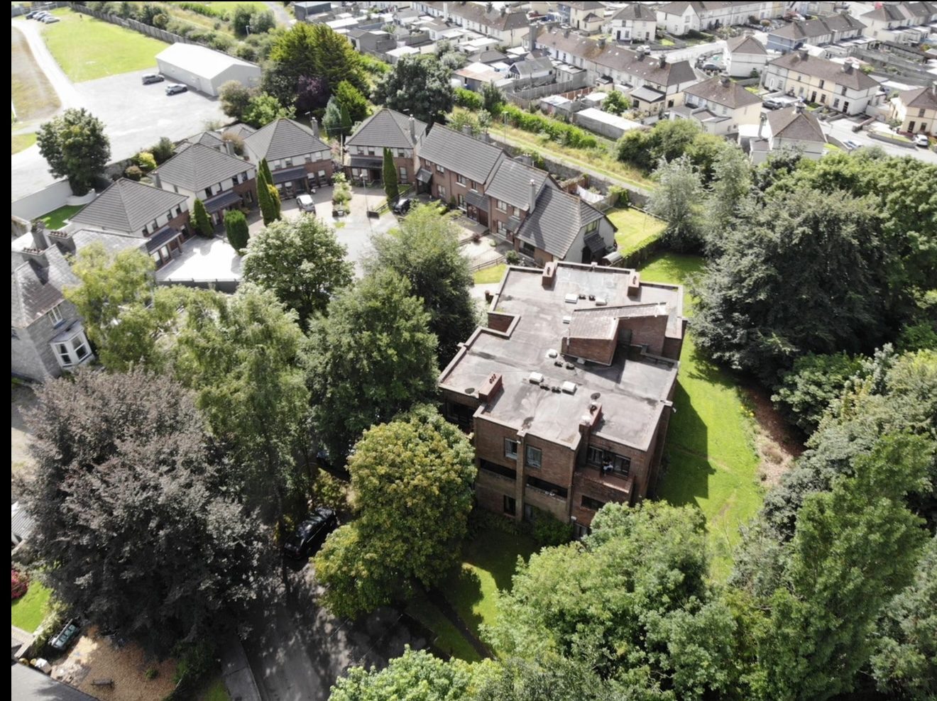 The block and its gardens from above